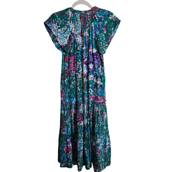 Rails Juni Gardenia Floral Flutter Sleeve V-neck Tie Waist Midi Dress Size S - Picture 3 of 10